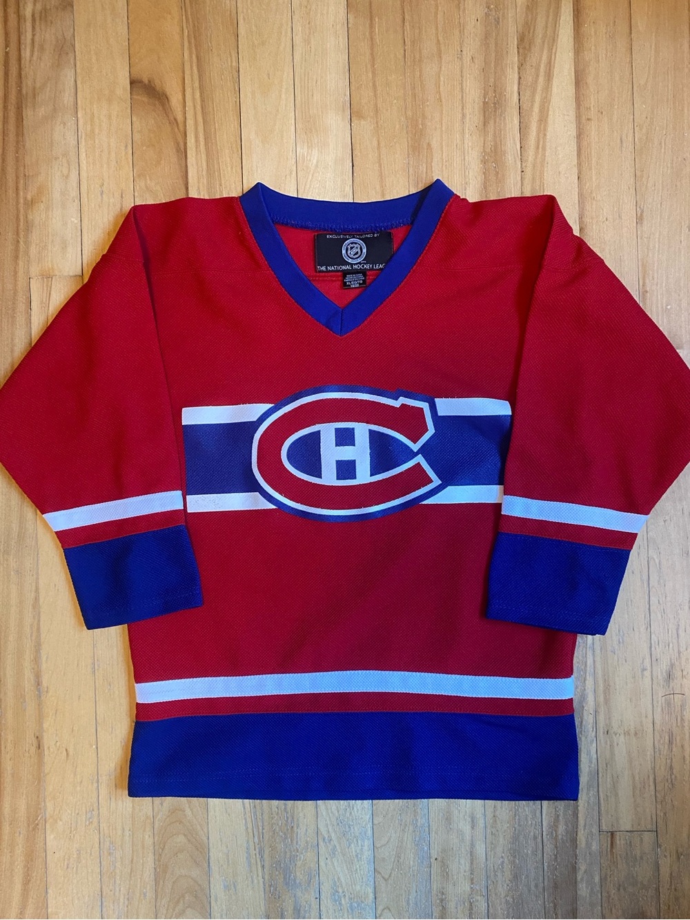 Vintage Kids Red & Blue Hockey Jersey Montreal Canadiens Habs NHL Size XL 18/20